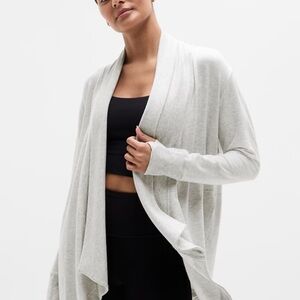 Athleta Pranayama Wrap Cardigan Light Gray Size L New With Tags